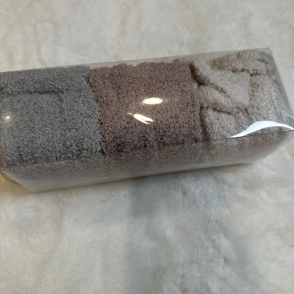Luxury Bath socks Set - Gray, Brown nude pink, Cream